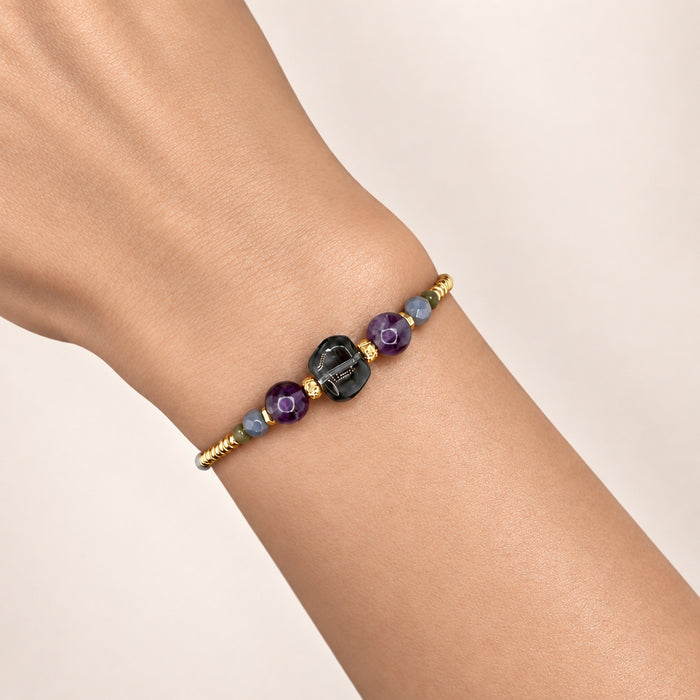 Bracelet doré Borgia-perles de verre et Miyuki-monté sur élastique