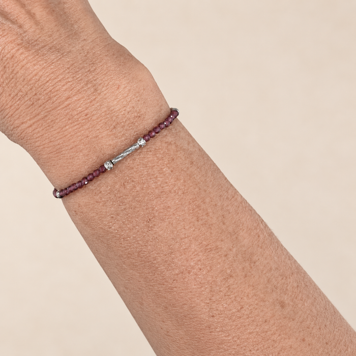 Bracelet argenté Colette-perles semi précieuses et élastique