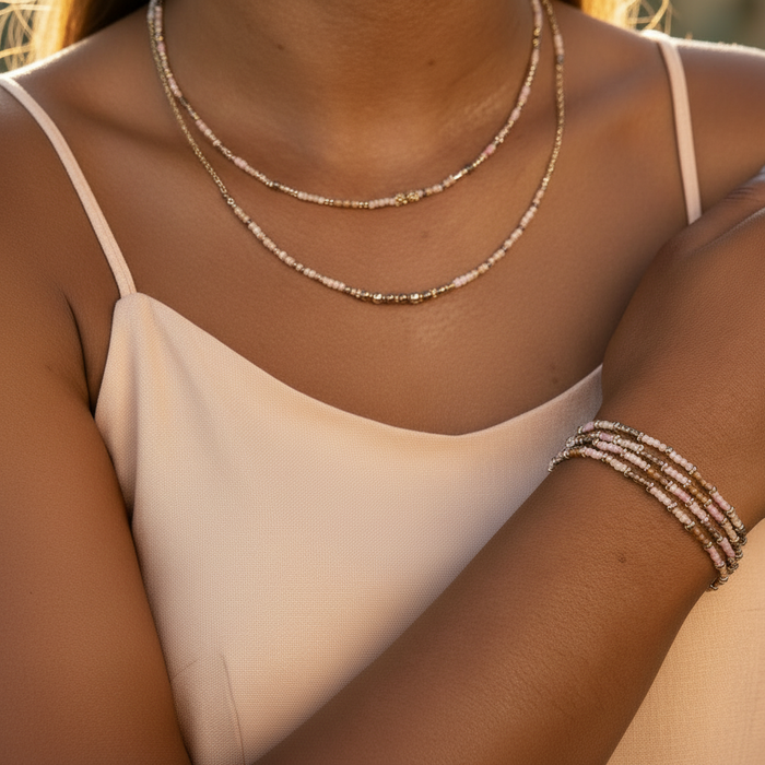 Collier argenté Mieko-perles Miyuki et fermoir magnétique