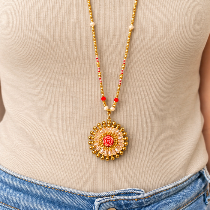 Collier doré Carmen-perles-sans fermoir