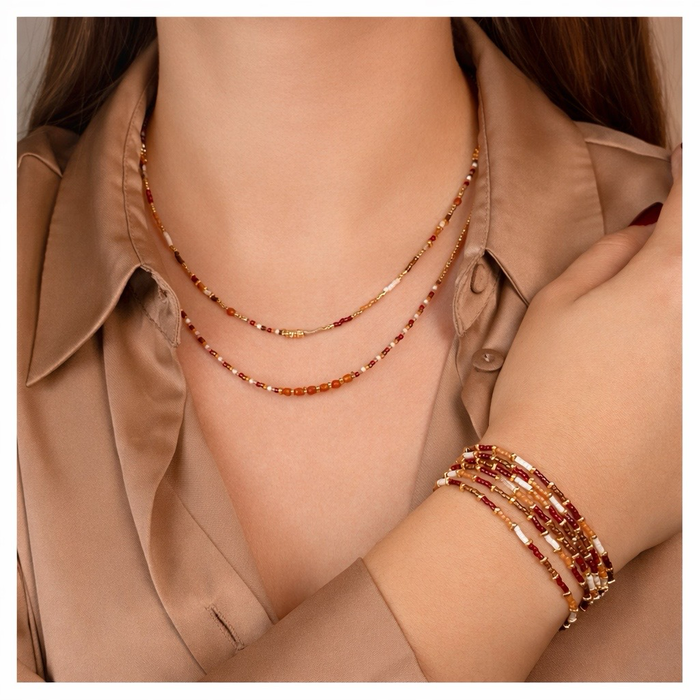 Bracelet doré Hikari-perles Miyuki et élastique