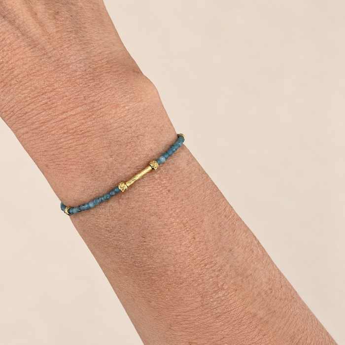 Bracelet doré Colette-perles semi précieuses et élastique