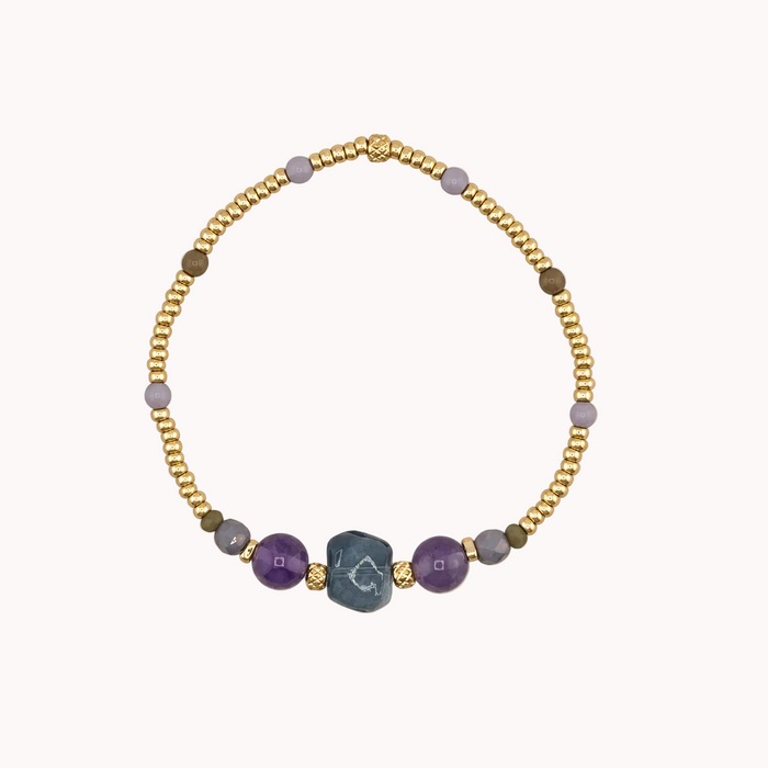 Bracelet doré Borgia-perles de verre et Miyuki-monté sur élastique
