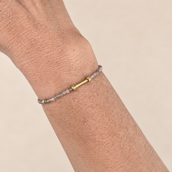 Bracelet doré Colette-perles semi précieuses et élastique