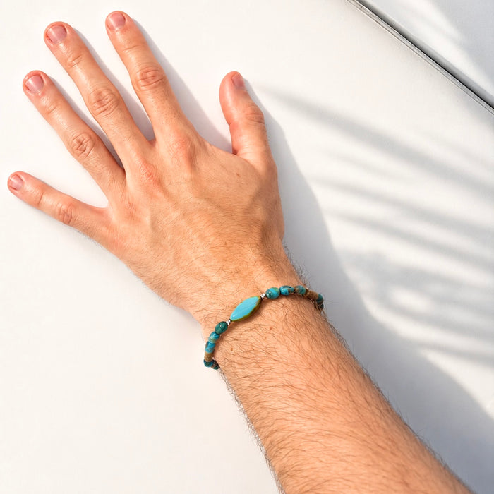 Bracelet argenté Jules-pierre naturelle et élastique