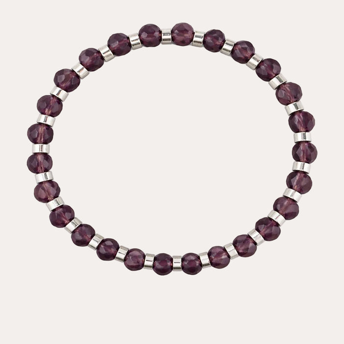 Bracelet argenté Jeanne-perles à facettes et élastique