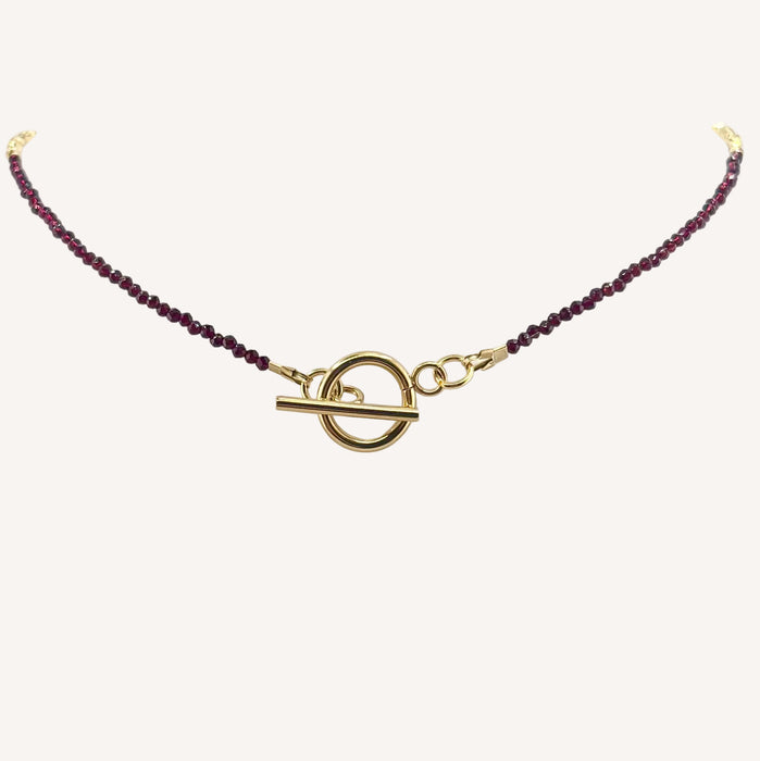 Collier doré Clotilde-pendentif résine et fermoir en T