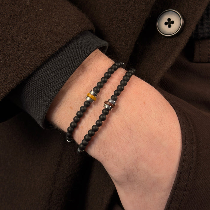 Bracelet argenté Alexandre-pierre céramique grecque et élastique