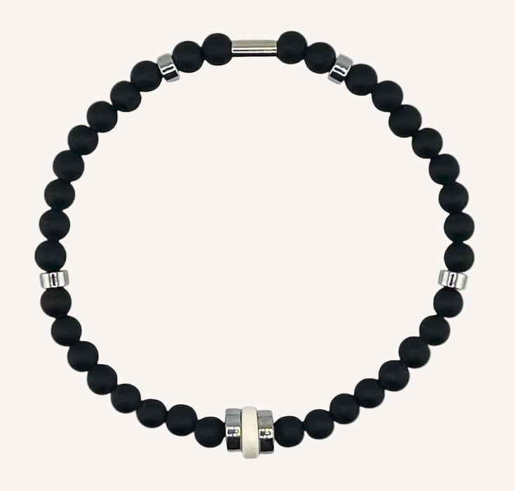 Bracelet argenté Alexandre-pierre céramique grecque et élastique