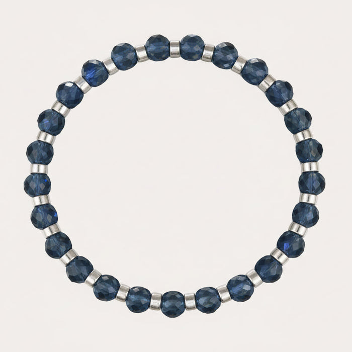 Bracelet argenté Jeanne-perles à facettes et élastique
