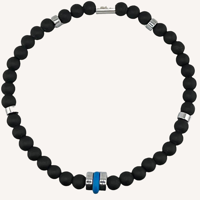 Bracelet argenté Alexandre-pierre céramique grecque et élastique