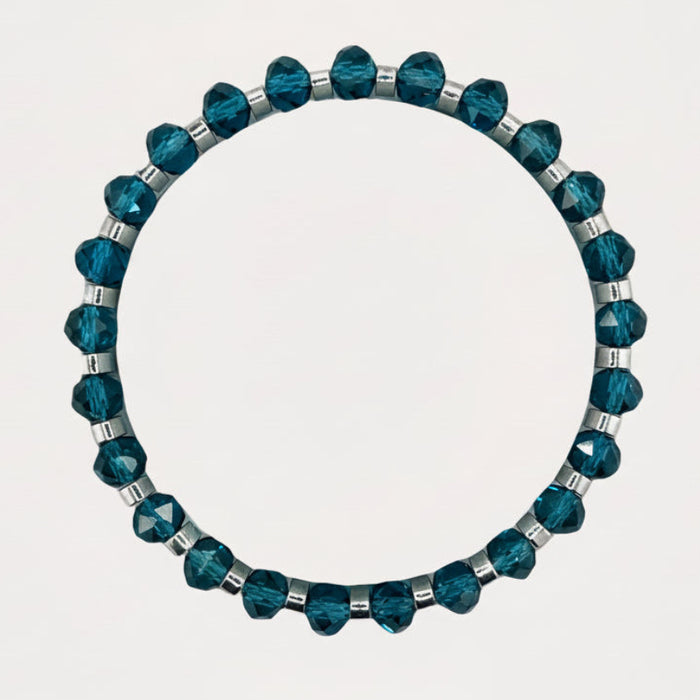 Bracelet argenté Jeanne-perles à facettes et élastique