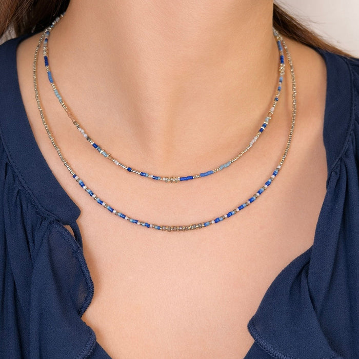 Collier argenté Naoki-perles Miyuki et fermoir magnétique