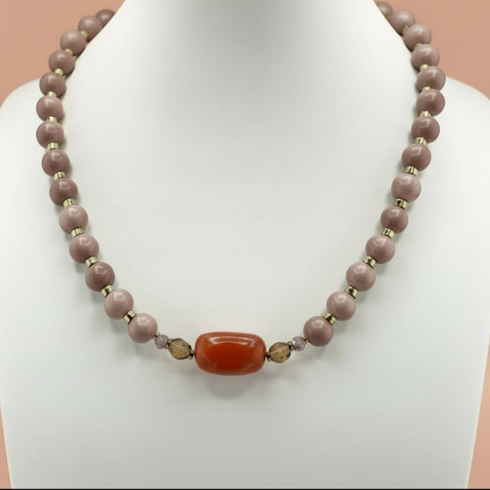 Collier doré Jackie-perles de verre et fermoir magnétique