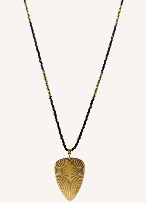 Collier doré Iris-perles de verre facettées et fermoir en T