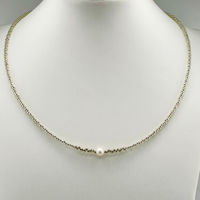 Collier argenté Eléonore-perle d'eau douce et fermoir magnétique