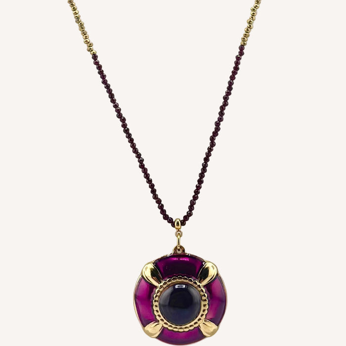 Collier doré Clotilde-pendentif résine et fermoir en T