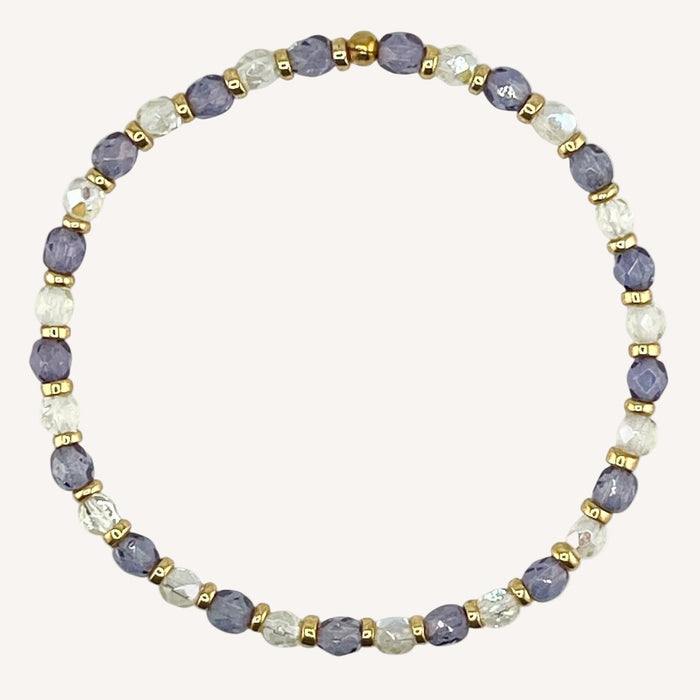 Bracelet doré Yumiko-perles de bohème facettées et élastique