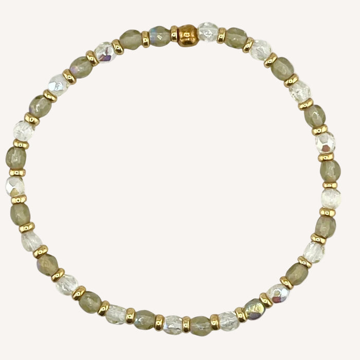 Bracelet doré Yumiko-perles de bohème facettées et élastique
