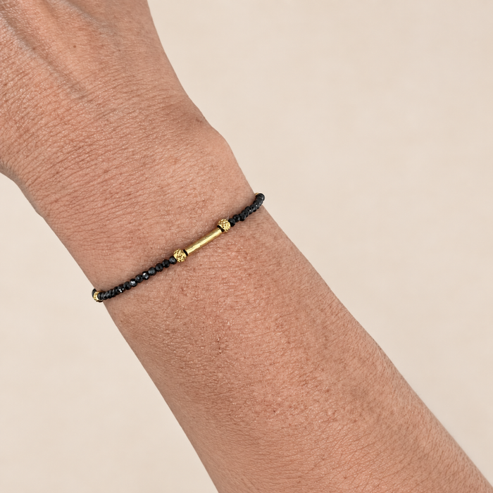 Bracelet doré Colette-perles semi précieuses et élastique