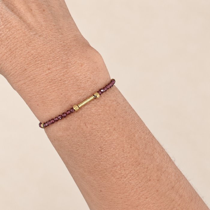 Bracelet doré Colette-perles semi précieuses et élastique