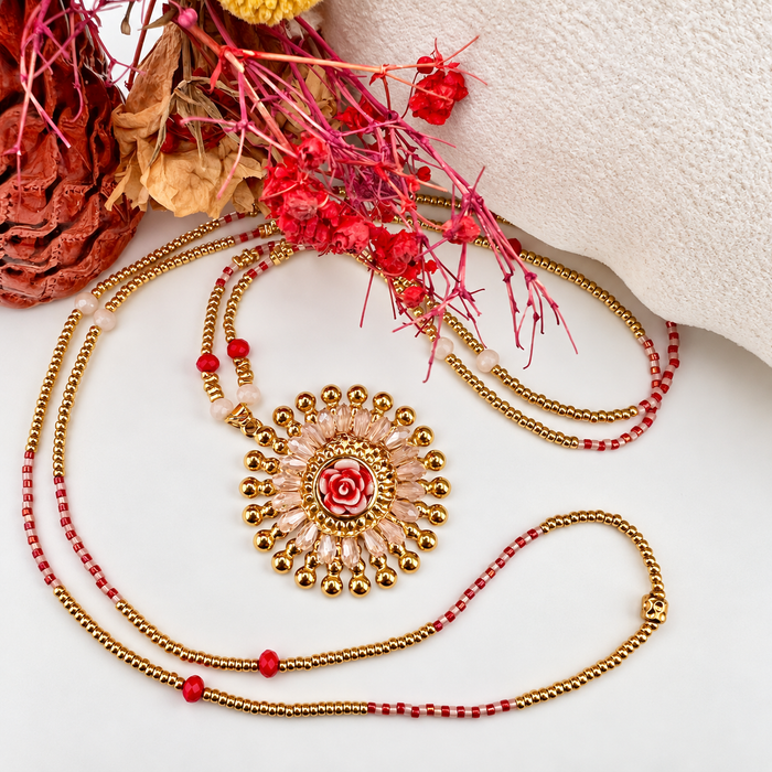 Collier doré Carmen-perles-sans fermoir