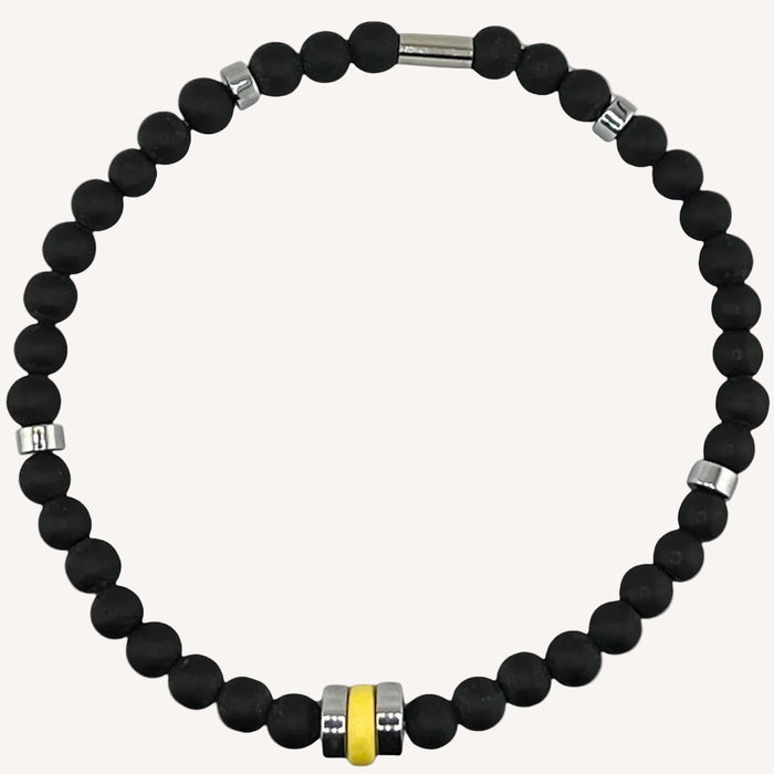 Bracelet argenté Alexandre-pierre céramique grecque et élastique