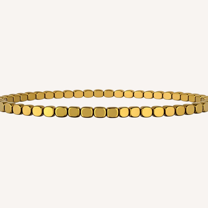 Bracelet doré Juliette-perles plates hématite et élastique