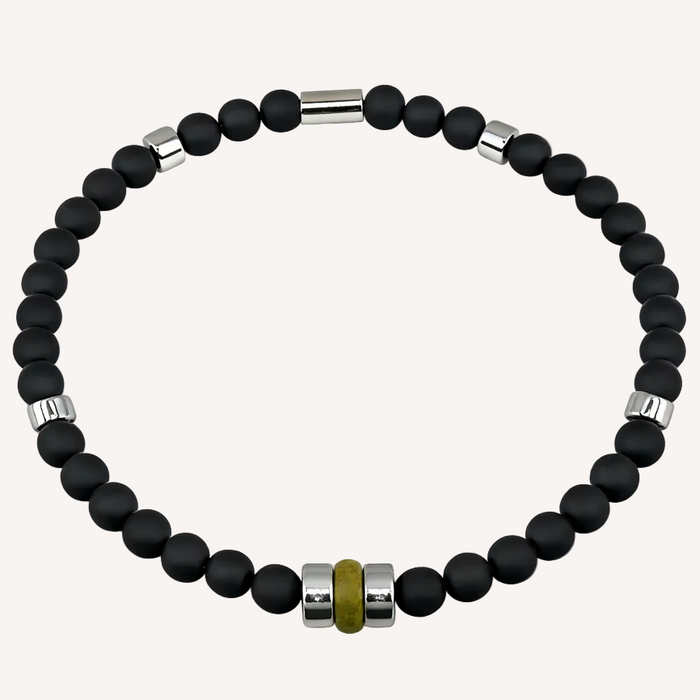 Bracelet argenté Alexandre-pierre céramique grecque et élastique