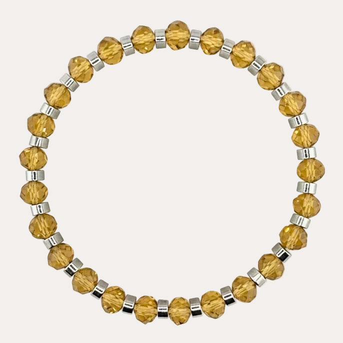 Bracelet argenté Jeanne-perles à facettes et élastique