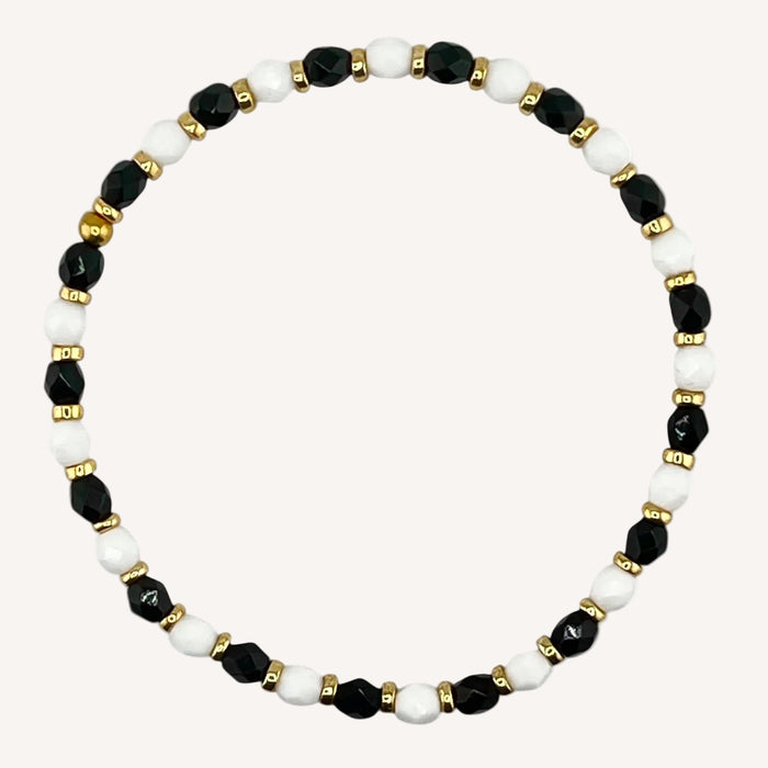 Bracelet doré Yumiko-perles de bohème facettées et élastique