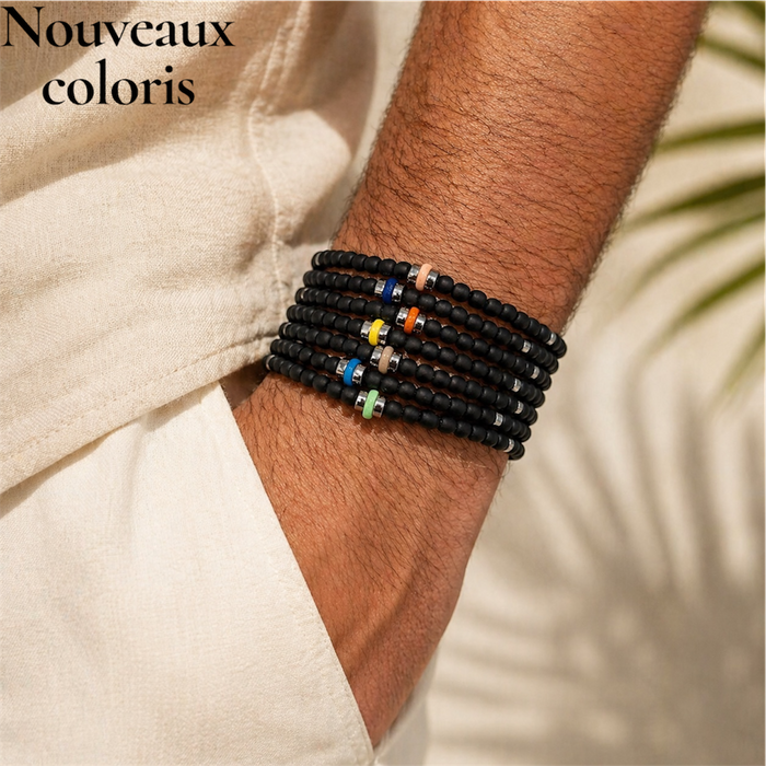 Bracelet argenté Alexandre-pierre céramique grecque et élastique