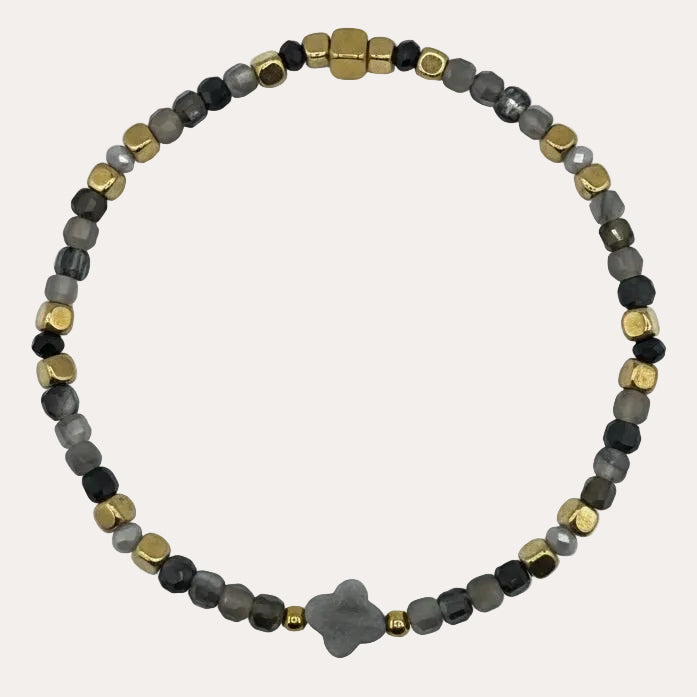 Bracelet doré Chance-pierres semi-précieuses et élastique
