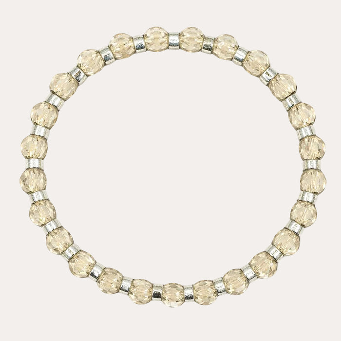 Bracelet argenté Jeanne-perles à facettes et élastique
