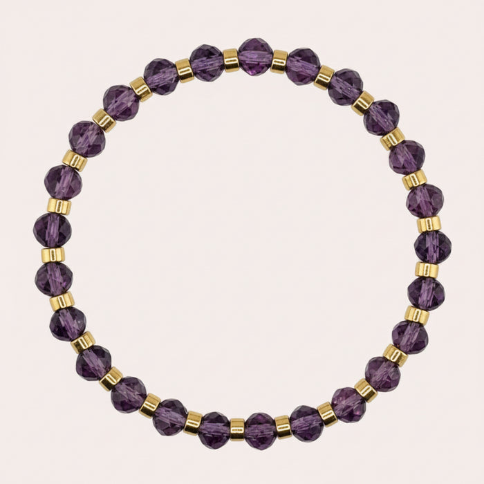 Bracelet doré Jeanne-perles à facettes et élastique