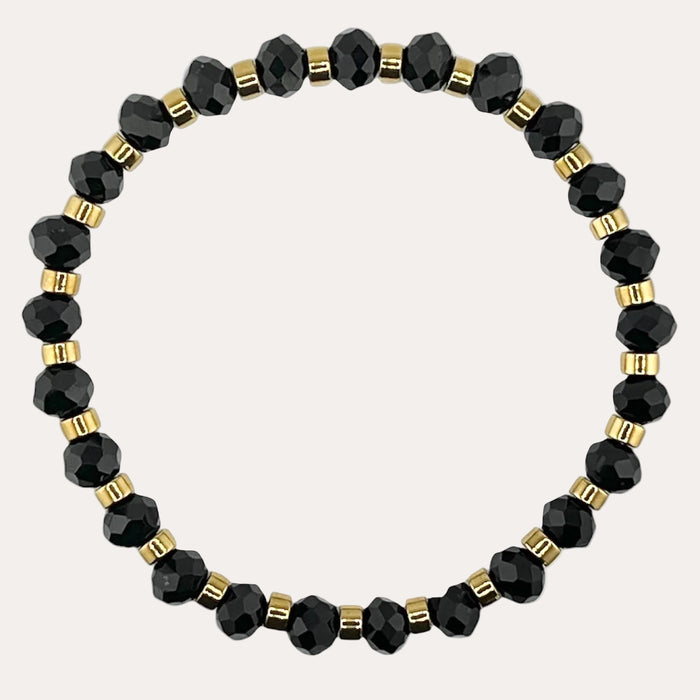 Bracelet doré Jeanne-perles à facettes et élastique