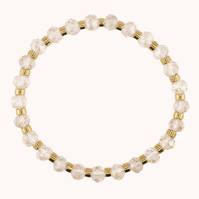 Bracelet doré Jeanne-perles à facettes et élastique