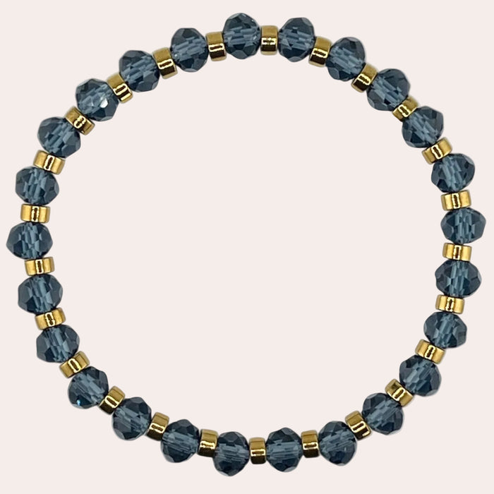 Bracelet doré Jeanne-perles à facettes et élastique