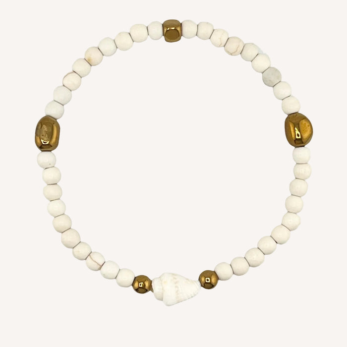 Bracelet doré Océane-coquillage et élastique