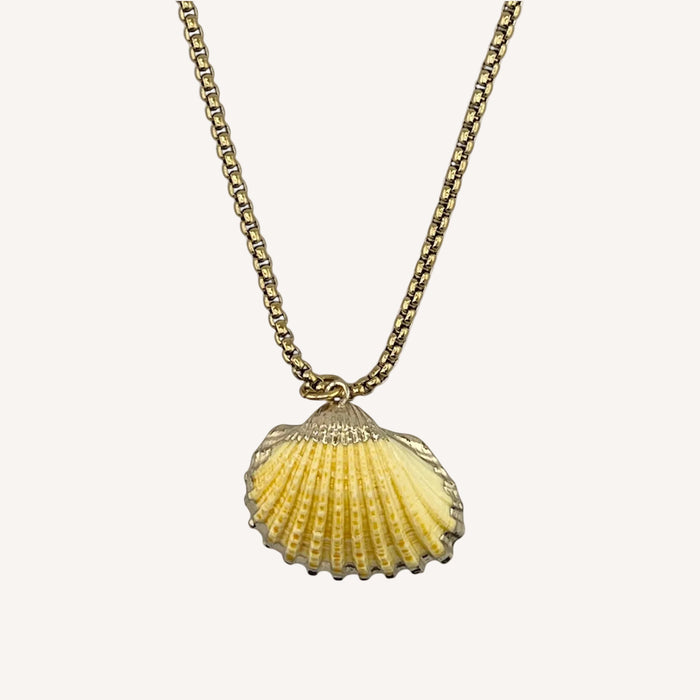 Chaine dorée Ondine-pendentif coquillage et fermoir magnétique