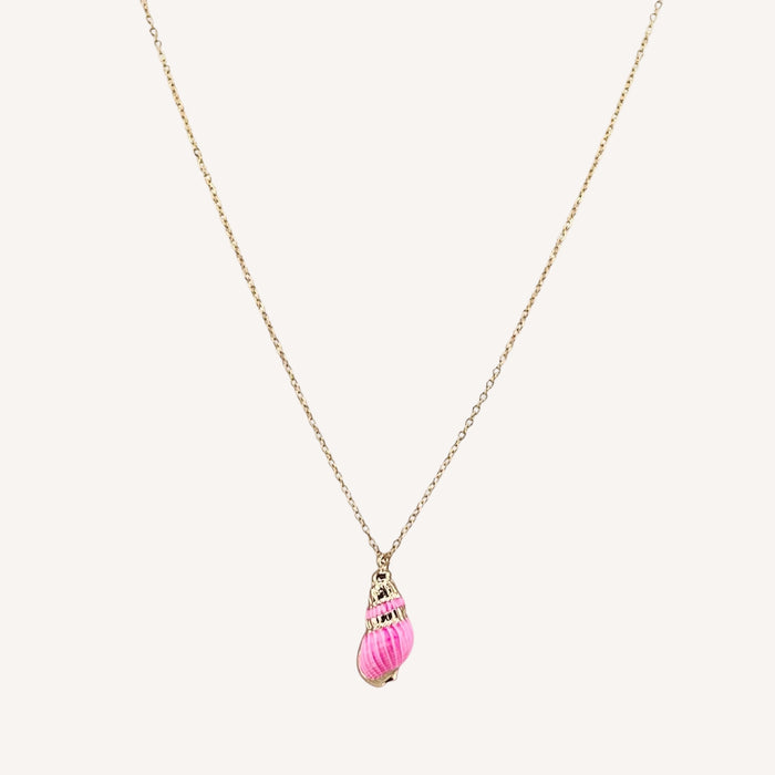 Chaine dorée Lou-pendentif coquillage et fermoir pression