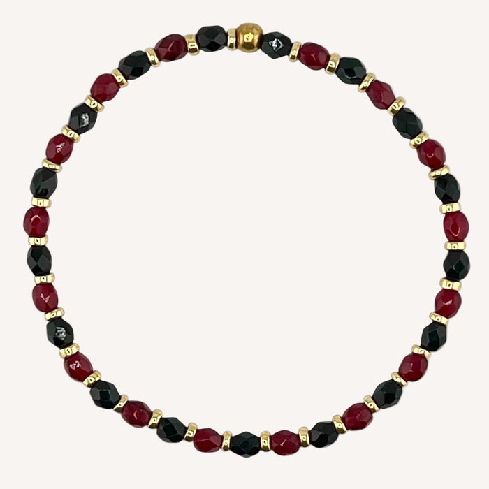Bracelet doré Yumiko-perles de bohème facettées et élastique