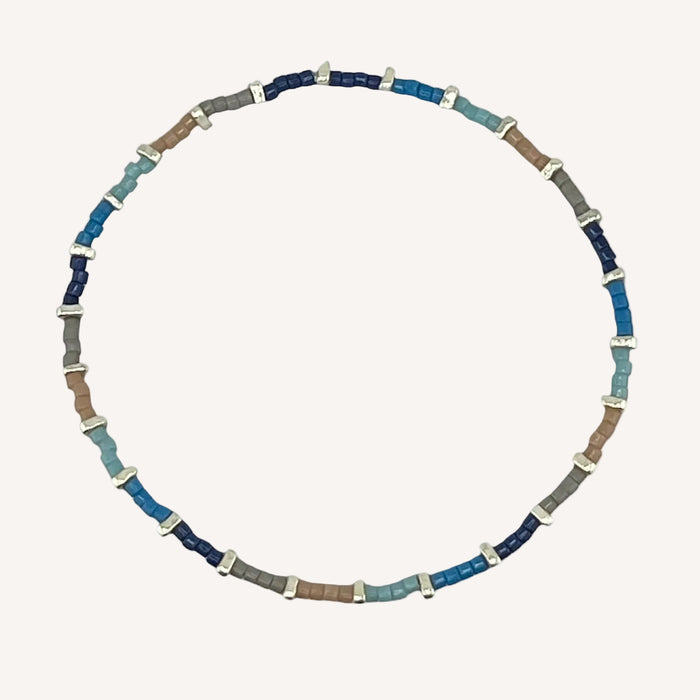 Bracelet argenté Hikari-perles Miyuki et élastique