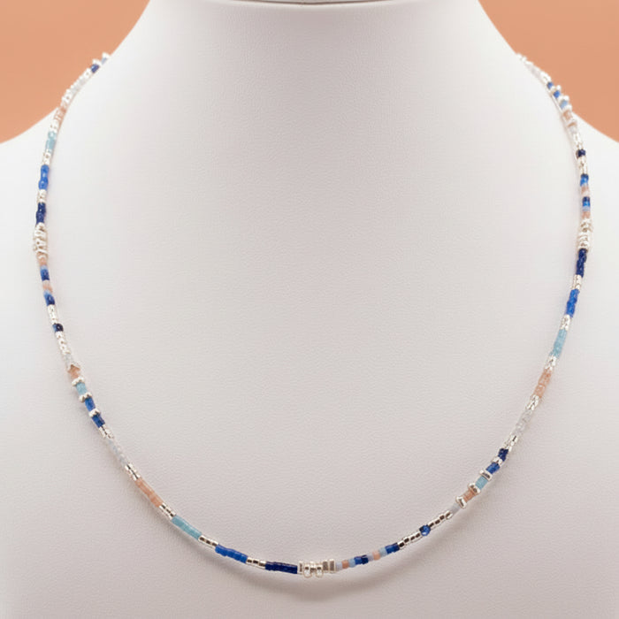 Collier argenté Naoki-perles Miyuki et fermoir magnétique