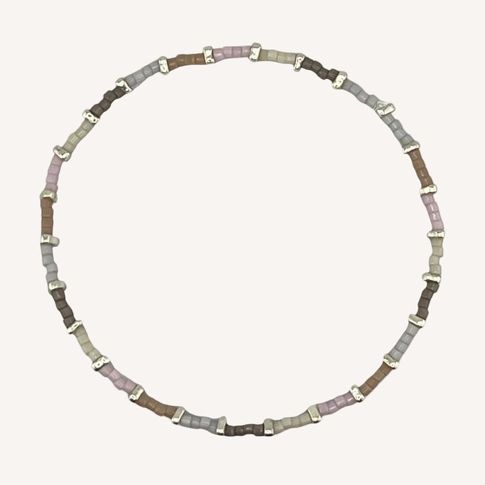 Bracelet argenté Hikari-perles Miyuki et élastique