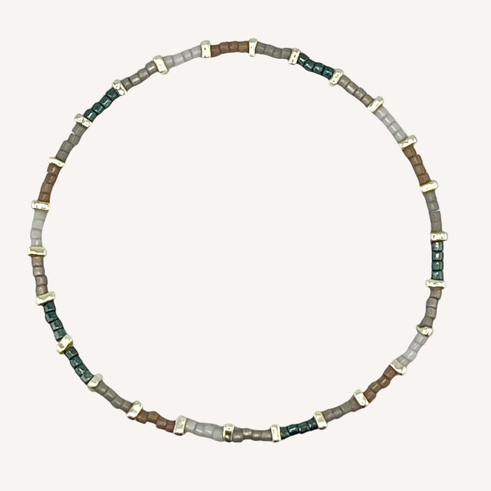 Bracelet argenté Hikari-perles Miyuki et élastique