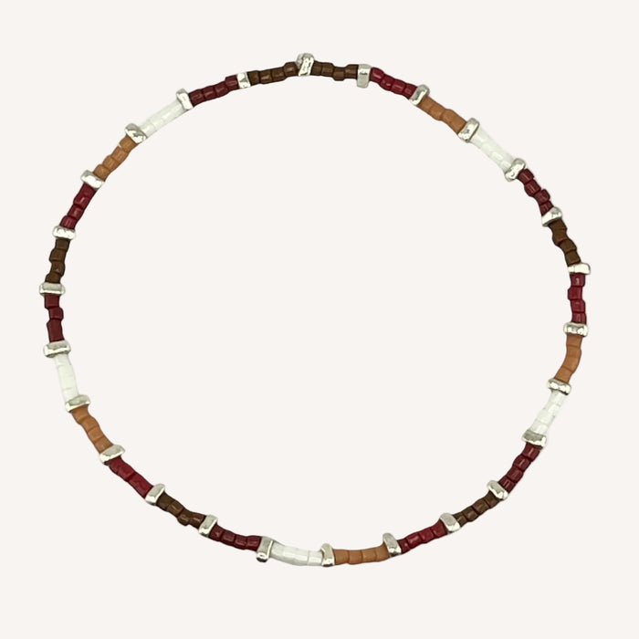 Bracelet argenté Hikari-perles Miyuki et élastique