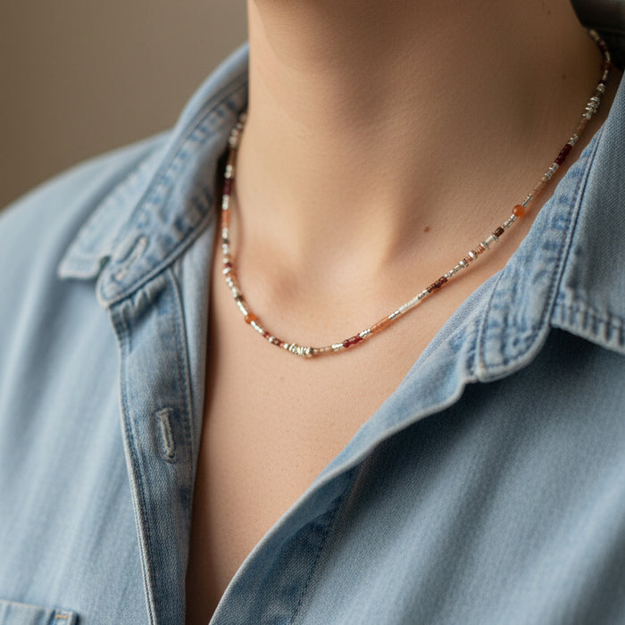 Collier argenté Naoki-perles Miyuki et fermoir magnétique