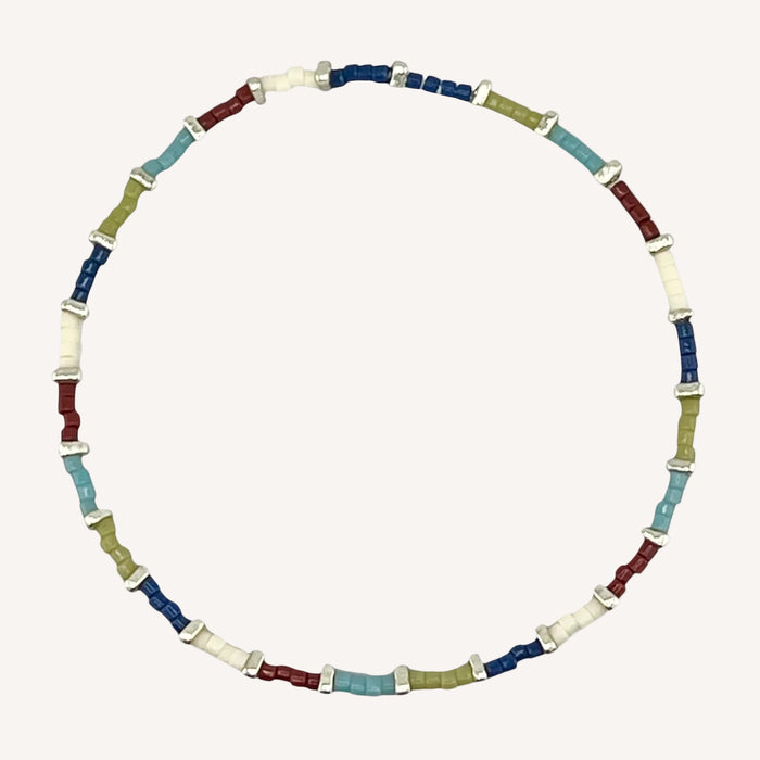 Bracelet argenté Hikari-perles Miyuki et élastique