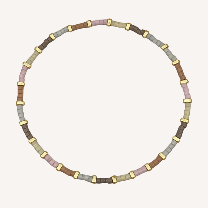 Bracelet doré Hikari-perles Miyuki et élastique